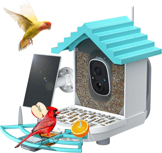 Bird Feeder With Camera, AI Identify Birds Species, Smart Birds Camera With Solar Powered, Auto Record 2K Birds Video In Backyard, Instant Notifications, Ideal Gifts For Family And Bird Lovers
