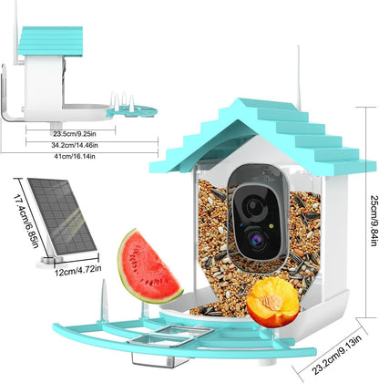 Bird Feeder With Camera, AI Identify Birds Species, Smart Birds Camera With Solar Powered, Auto Record 2K Birds Video In Backyard, Instant Notifications, Ideal Gifts For Family And Bird Lovers